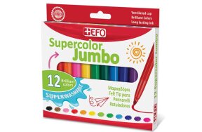 SUPERCOLOR JUMBO MARKERS 12 COLOURS +EFO